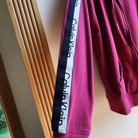 Calvin Klein Performance Pink/Black Zip-Up Hooded Sweatshirt Size Large - Picture 8 of 14